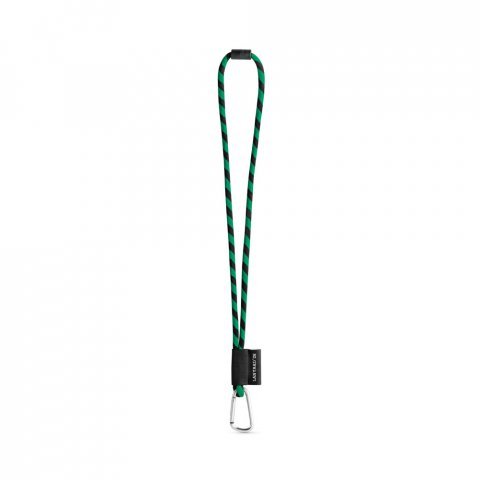 75089. SET Lanyard TUBE Long (&Oslash; 7 mm) with D-shape carabiner 55 mm and safety lock &Oslash; 7 mm - Black/Green
