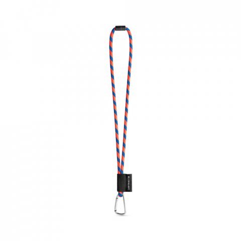 75089. SET Lanyard TUBE Long (&Oslash; 7 mm) with D-shape carabiner 55 mm and safety lock &Oslash; 7 mm - Hexachrome orange/Royal blue
