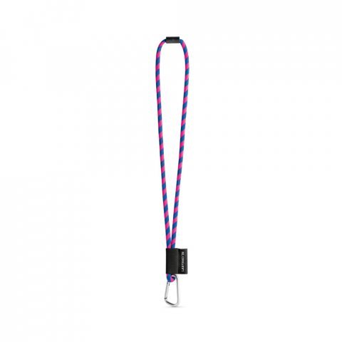 75089. SET Lanyard TUBE Long (&Oslash; 7 mm) with D-shape carabiner 55 mm and safety lock &Oslash; 7 mm - Hexachrome pink/Royal blue