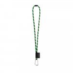 75089. SET Lanyard TUBE Long (&Oslash; 7 mm) with D-shape carabiner 55 mm and safety lock &Oslash; 7 mm - Hexachrome green/Black