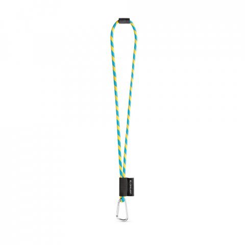 75089. SET Lanyard TUBE Long (&Oslash; 7 mm) with D-shape carabiner 55 mm and safety lock &Oslash; 7 mm - Yellow/Light blue