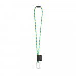 75089. SET Lanyard TUBE Long (&Oslash; 7 mm) with D-shape carabiner 55 mm and safety lock &Oslash; 7 mm - Yellow/Light blue
