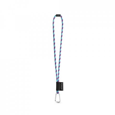 75089. SET Lanyard TUBE Long (&Oslash; 7 mm) with D-shape carabiner 55 mm and safety lock &Oslash; 7 mm - Purple/Light blue