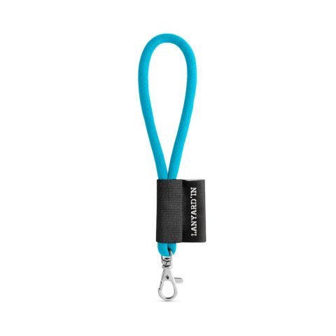 75090. SET Lanyard TUBE Short (&Oslash; 7 mm) with Hook Trigger Snap 9 mm - 304 - Light blue
