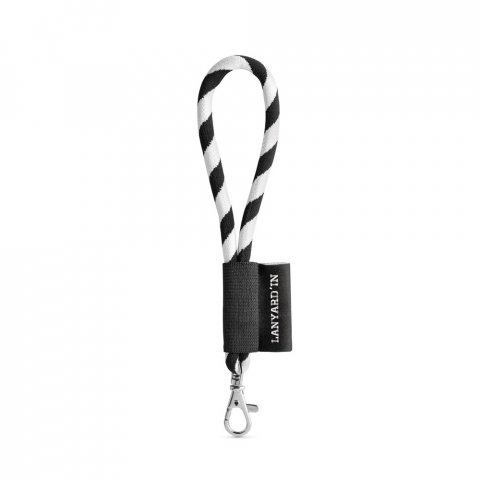 75090. SET Lanyard TUBE Short (&Oslash; 7 mm) with Hook Trigger Snap 9 mm - Black/White