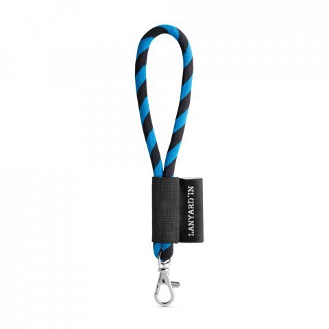 75090. SET Lanyard TUBE Short (&Oslash; 7 mm) with Hook Trigger Snap 9 mm - Black/Royal blue