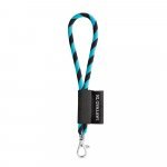 75090. SET Lanyard TUBE Short (&Oslash; 7 mm) with Hook Trigger Snap 9 mm - 353 - Black/Light blue