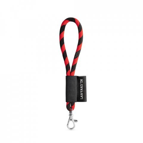 75090. SET Lanyard TUBE Short (&Oslash; 7 mm) with Hook Trigger Snap 9 mm - Black/Red
