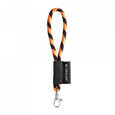 75090. SET Lanyard TUBE Short (&Oslash; 7 mm) with Hook Trigger Snap 9 mm - Black/Orange