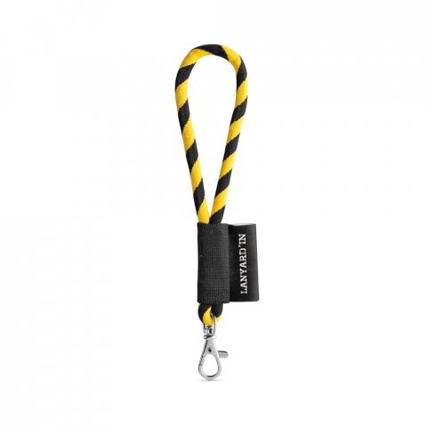 75090. SET Lanyard TUBE Short (&Oslash; 7 mm) with Hook Trigger Snap 9 mm - Black/Yellow