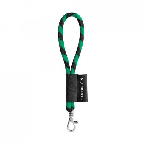 75090. SET Lanyard TUBE Short (&Oslash; 7 mm) with Hook Trigger Snap 9 mm - Black/Green