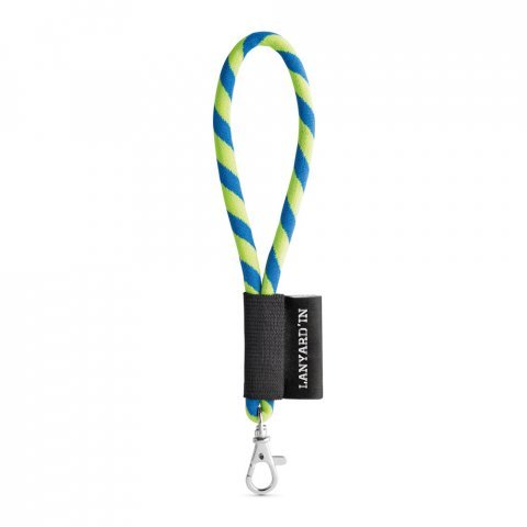75090. SET Lanyard TUBE Short (&Oslash; 7 mm) with Hook Trigger Snap 9 mm - Hexachrome yellow/Royal blue