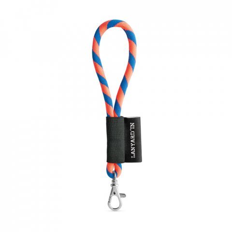 75090. SET Lanyard TUBE Short (&Oslash; 7 mm) with Hook Trigger Snap 9 mm - Hexachrome orange/Royal blue