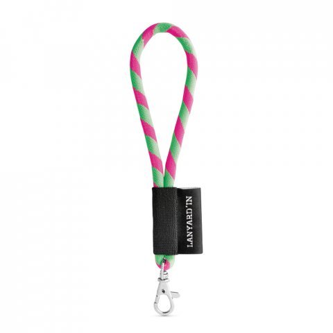 75090. SET Lanyard TUBE Short (&Oslash; 7 mm) with Hook Trigger Snap 9 mm - Hexachrome green/Hexachrome pink