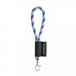 75090. SET Lanyard TUBE Short (&Oslash; 7 mm) with Hook Trigger Snap 9 mm - Purple/Light blue