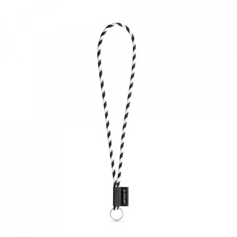 75093. SET Lanyard TUBE Long (&Oslash; 7 mm) with Ring &Oslash; 32 mm - Black/White