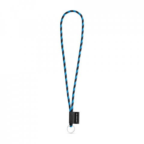 75093. SET Lanyard TUBE Long (&Oslash; 7 mm) with Ring &Oslash; 32 mm - Black/Royal blue