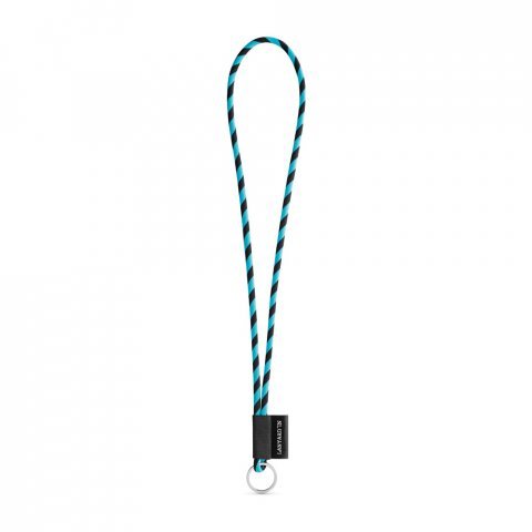 75093. SET Lanyard TUBE Long (&Oslash; 7 mm) with Ring &Oslash; 32 mm - 353 - Black/Light blue