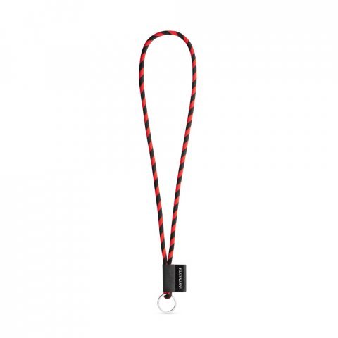 75093. SET Lanyard TUBE Long (&Oslash; 7 mm) with Ring &Oslash; 32 mm - Black/Red