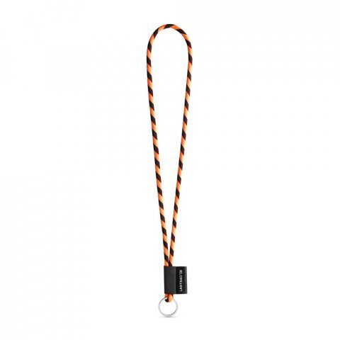 75093. SET Lanyard TUBE Long (&Oslash; 7 mm) with Ring &Oslash; 32 mm - Black/Orange