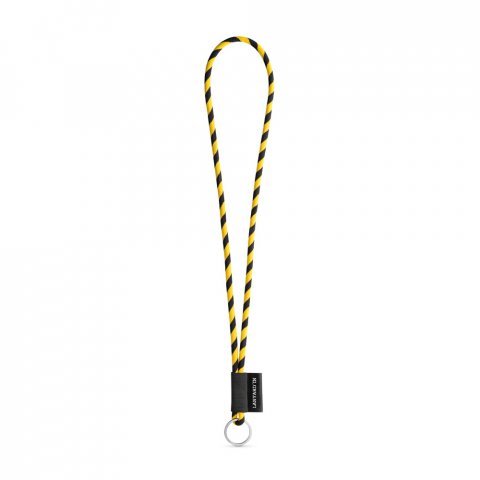 75093. SET Lanyard TUBE Long (&Oslash; 7 mm) with Ring &Oslash; 32 mm - Black/Yellow