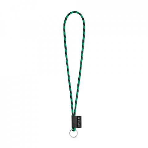 75093. SET Lanyard TUBE Long (&Oslash; 7 mm) with Ring &Oslash; 32 mm - Black/Green