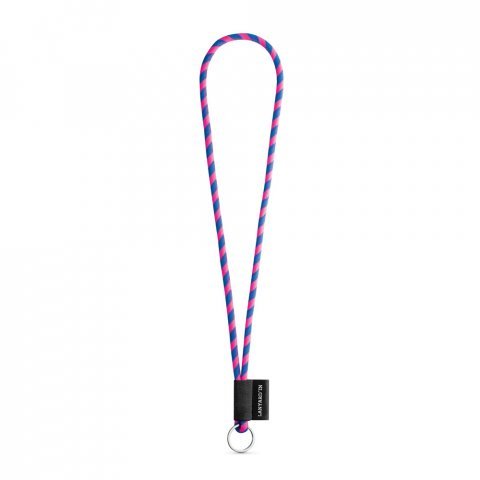 75093. SET Lanyard TUBE Long (&Oslash; 7 mm) with Ring &Oslash; 32 mm - Hexachrome pink/Royal blue