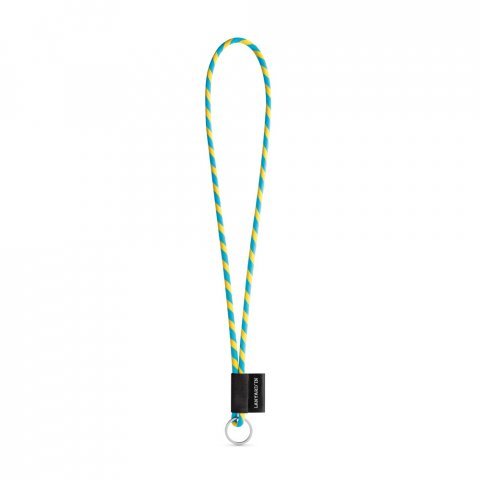 75093. SET Lanyard TUBE Long (&Oslash; 7 mm) with Ring &Oslash; 32 mm - Yellow/Light blue