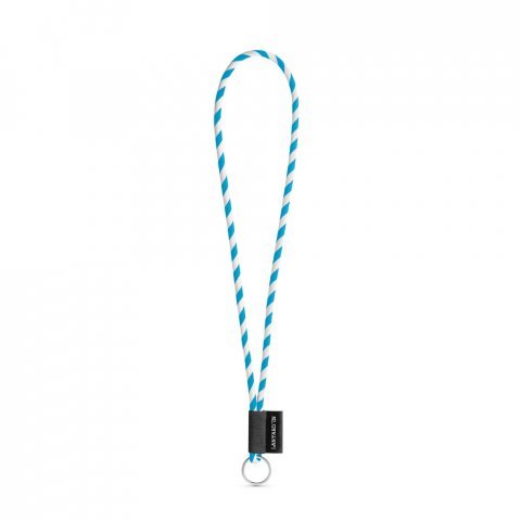 75093. SET Lanyard TUBE Long (&Oslash; 7 mm) with Ring &Oslash; 32 mm - White/Light blue