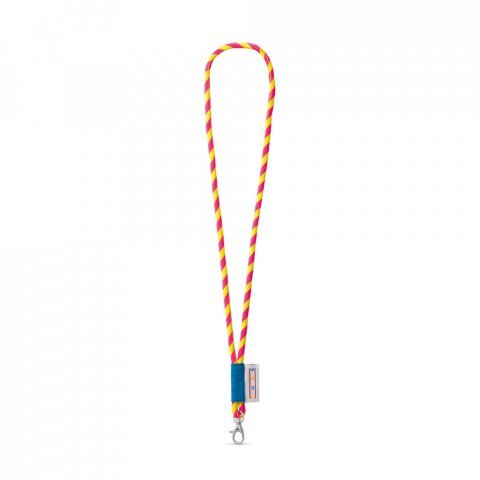 Lanyard TUBE Long (&Oslash; 7 mm). Dispon&iacute;vel em 17 cores standard e totalmente personaliz&aacute;vel - Amarelo hexachrome/Rosa hexachrome