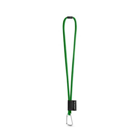 SET Lanyard TUBE Long (&Oslash; 7 mm) with D-shape carabiner 55 mm and safety lock &Oslash; 7 mm - 307 - Green
