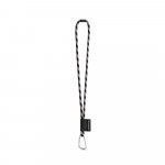 SET Lanyard TUBE Long (&Oslash; 7 mm) with D-shape carabiner 55 mm and safety lock &Oslash; 7 mm - Black/Grey