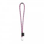 SET Lanyard TUBE Long (&Oslash; 7 mm) with D-shape carabiner 55 mm and safety lock &Oslash; 7 mm - Black/Pink