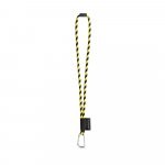 SET Lanyard TUBE Long (&Oslash; 7 mm) with D-shape carabiner 55 mm and safety lock &Oslash; 7 mm - Hexachrome yellow/Black