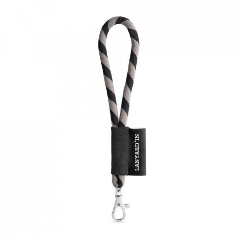 SET Lanyard TUBE Short (&Oslash; 7 mm) with Hook Trigger Snap 9 mm - Black/Grey