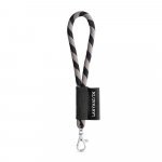 SET Lanyard TUBE Short (&Oslash; 7 mm) with Hook Trigger Snap 9 mm - Black/Grey