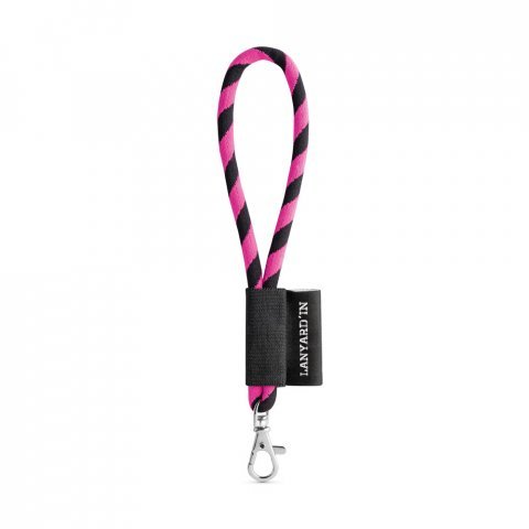 SET Lanyard TUBE Short (&Oslash; 7 mm) with Hook Trigger Snap 9 mm - Black/Pink