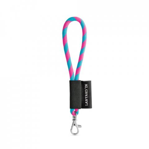 SET Lanyard TUBE Short (&Oslash; 7 mm) with Hook Trigger Snap 9 mm - Hexachrome pink/Light blue