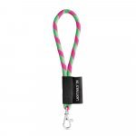 SET Lanyard TUBE Short (&Oslash; 7 mm) with Hook Trigger Snap 9 mm - Hexachrome green/Hexachrome pink