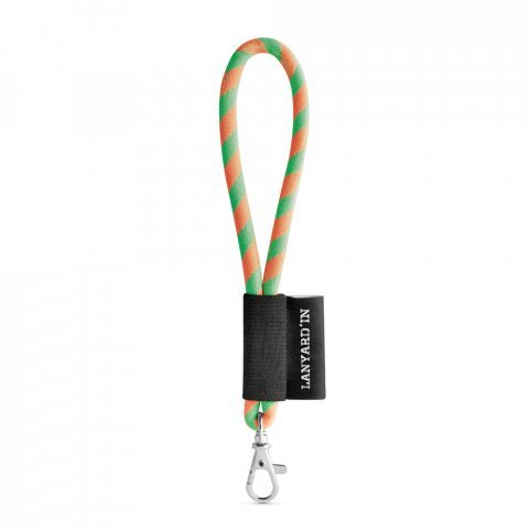 SET Lanyard TUBE Short (&Oslash; 7 mm) with Hook Trigger Snap 9 mm - Hexachrome green/Orange
