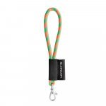 SET Lanyard TUBE Short (&Oslash; 7 mm) with Hook Trigger Snap 9 mm - Hexachrome green/Orange