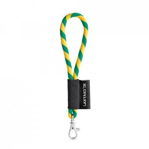 SET Lanyard TUBE Short (&Oslash; 7 mm) with Hook Trigger Snap 9 mm - Yellow/Green