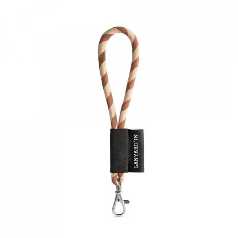 SET Lanyard TUBE Short (&Oslash; 7 mm) with Hook Trigger Snap 9 mm - Brown/Beige