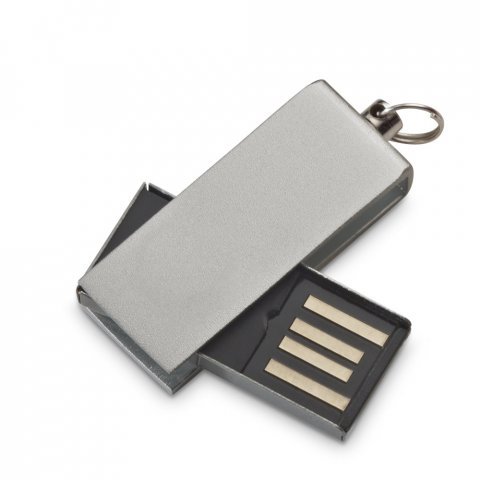 . UDP aluminum flash drive up to 32GB with coloured clip - Satin silver