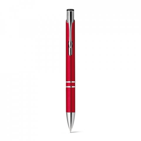 BETA PLASTIC. Kuličkov&eacute; pero z ABS pero s kovovou sponou - Červen&aacute;