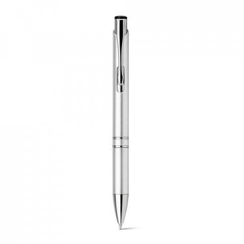 BETA PLASTIC. Kuličkov&eacute; pero z ABS pero s kovovou sponou - Sat&eacute;nově stř&iacute;brn&aacute;