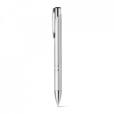 BETA PLASTIC. Kuličkov&eacute; pero z ABS pero s kovovou sponou - Sat&eacute;nově stř&iacute;brn&aacute;