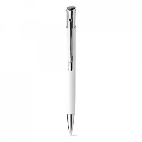 OLAF SOFT. Алуминиева химикалка с гумено покритие - бял