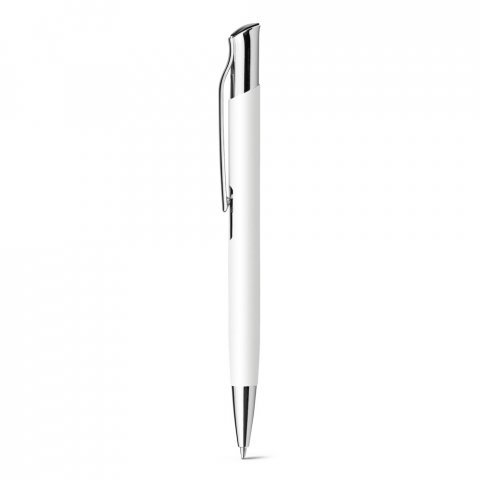 OLAF SOFT. Алуминиева химикалка с гумено покритие - бял