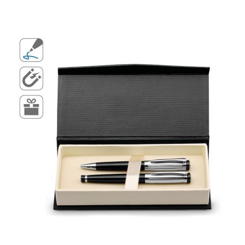 ORLANDO. Metal Rollerball and ballpoint pen set with clip
